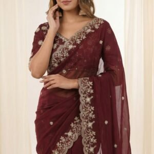 Stone work design saree c13