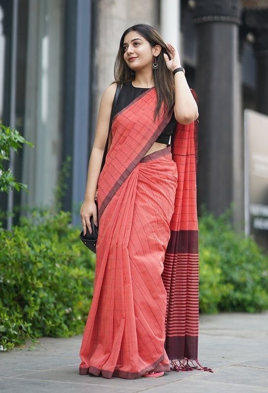Dollar checks cotton saree c19