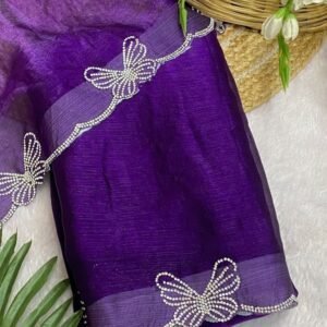 New Butterfly stone work saree c8