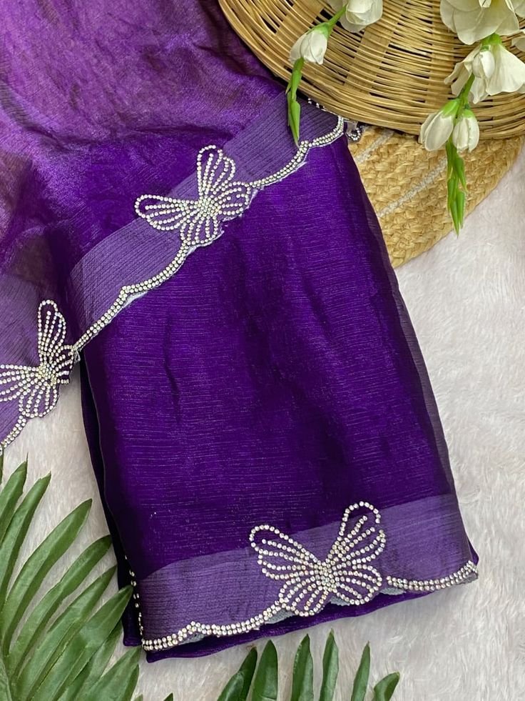New Butterfly Stone Work Saree c8c